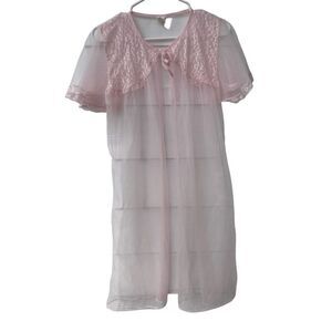 VTG 70s nightie pastel pink Peignoir size XL